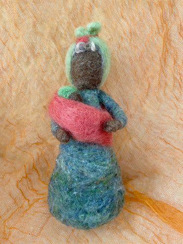 African Woman/Mother Needlefelted  Table Puppet -  Waldorf Early Childhood